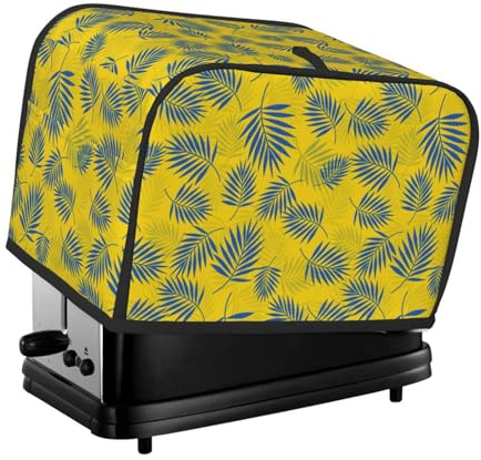 Copertura per tostapane a 2 fette, con foglie di palma gialla, con tasche, per piccoli elettrodomestici da cucina, protezione dalle impronte digitali, lavabile in lavatrice