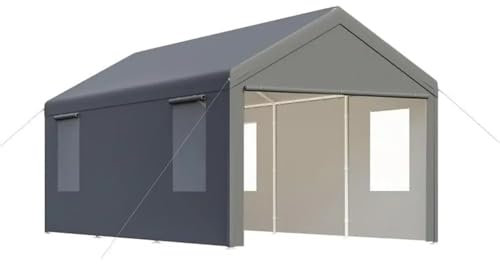 VNSMM Cocheras Garaje techado de 12 x 20 con 4 Ventanas enrollables y ventiladas para Almacenamiento, Coche, Barco y cobertizo metálico. Cochera Exterior