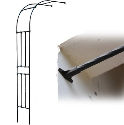 Arco De Jardín De Medio Lado, Pabellón De Jardín Resistente, Marco De Acero, Planta Trepadora Medio Arco, Rosa, Hortalizas(W60*H240cm)