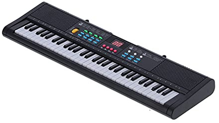 Fdit Bärbar Multifunktionell Tangentbordspiano med 61 Nycklar - Instrument för Musikentusiaster i Alla åldrar - Inkluderar mikrofon och USB kabel (svart)