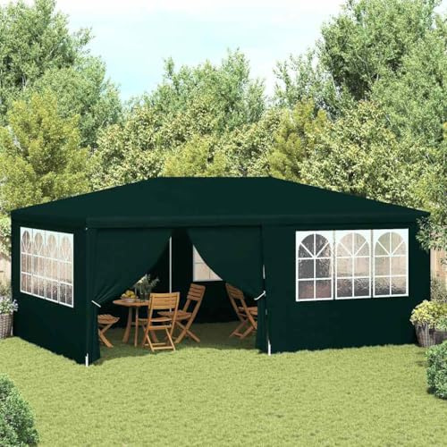 Mokuyary professionellt partytält med sidoväggar 4 x 6 m grönt 90 g/m², paviljong trädgårdstält, festtält, trädgårdspaviljong för trädgård, fest, festival, bröllop