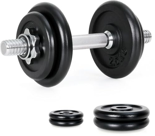 Novonova Haltere Musculation, Alteres Musculation Reglable, Haltères Réglables avec Poids Musculation 10/15/30KG, Kit d'Haltère Dumbbells Home Gym, Disque avec Barre Muscu, Dumbbell Set (Noir-10KG)