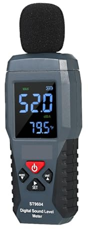 Decibelmätare, Digital ljudnivåmätare 30-130 dB decibelmätare LCD-bakgrundsbelying Sonometer Brusmätare med termometerfunktion