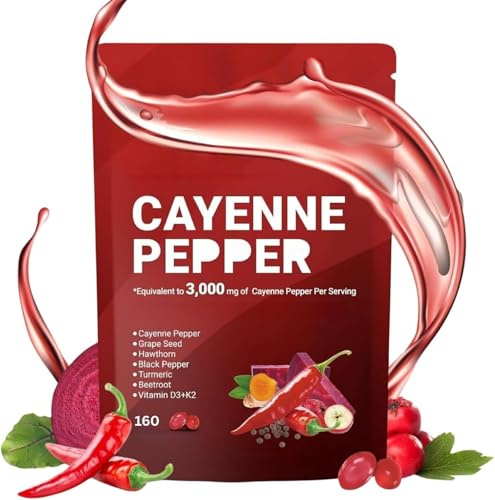Cayennepeppar Softgels，Extra-Strength Metabolism & Energy Support |Stödjer benven, matsmältnings- och hjärtkärlshälsa,