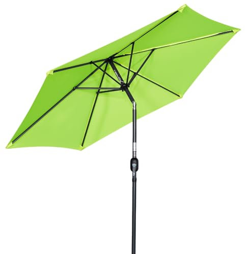 Angel Living 300cm Parasol de Acero con Inclinación, con Manivela, Sombrilla con Mástil de Acero de 38mm para Patio Terraza Playa (Manzana verde)