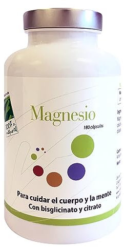 Magnesio - Citrato y Bisglicinato de Magnesio - 180 Cápsulas - Ayuda a Disminuir Cansancio y Fatiga - Revitaliza Cuerpo y Mente - Contribuye al Funcionamiento Muscular y Nervioso - 100% Natural