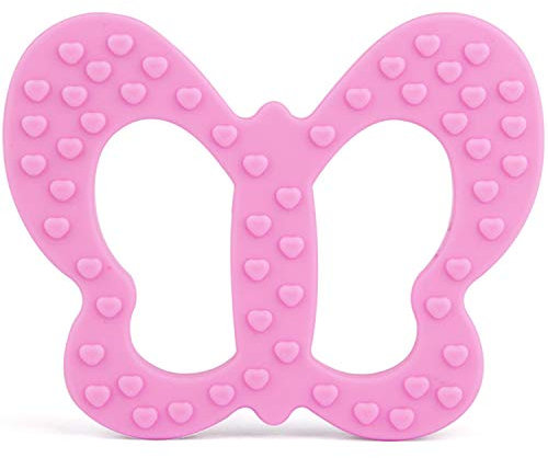 PREMYO Schmetterling Beißring für Babys Kühlend - Zahnungshilfe aus Silikon BPA Frei Weich - Lindert Schmerzen beim Zahnen - Lila