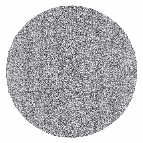 HomebyHome Teppich Rund Hochflor 120 cm Rund - Shaggy Teppich Wohnzimmer Hellgrau Extra Weich und Flauschig - Langflor Teppiche für Schlafzimmer, Küche, Flur - Carpet, Halı, Kilim