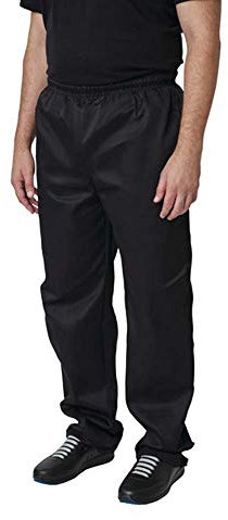 Whites Vegas Unisex Chef Trousers with Elasticated Waistband, Size: 3XL / 50-52 inch, Black, Polycotton, Professional Appearance, Suitable for Commercial Laundering, A582-3XL