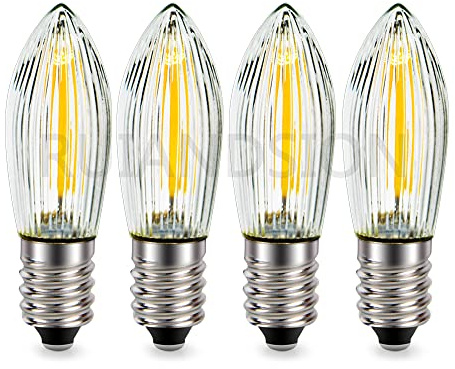 Ruiandsion E10 LED-lampa 0,5 W ljuskrona hänge nattlampa frys 14-55 V låg värme för sovrum vägglampetter dimbar kandelaber apparat kylskåpslampor, varm vit (paket med 4)