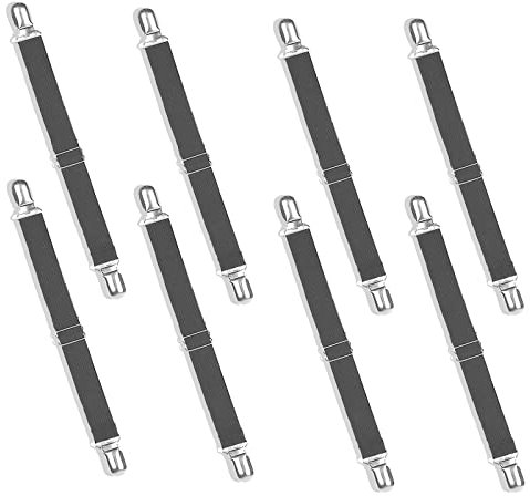 NUWIQ Betttuchspanner, Verstellbare Bettlakenspanner, Lakenspanner mit Metallklammern, für Laken, Matratzen oder Sofas, Schwarz, 8 Stück