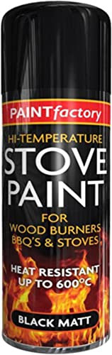 Q&H High Temp Black Matt Spray Paint 400ml - Stove Paints for Wood Coal Burner, Stoves, BBQ's, Chimneys, Fireplaces - Heat Resistant 600°C - & Quick Drying Provide Great Coverage & Adherence Home (1)