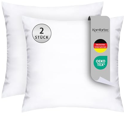 Komfortec Kopfkissen 45x45 cm 2er Set, Oeko-TEX Zertifiziert Sofakissen mit 360g Kissenfüllung, Waschbar