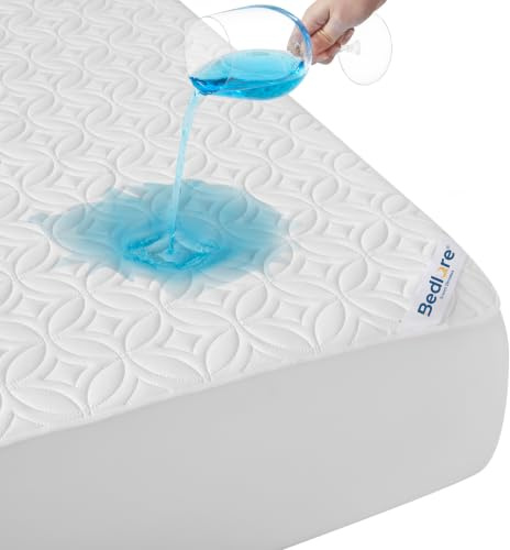 BEDLORE Waterproof Mattress Protector, Queen Size Noiseless Mattress Pad with Deep Pocket 6-18 Depth, Soft Breathable Bed Mattress Cover Washable for Home, Bedroom, Hotel (White)