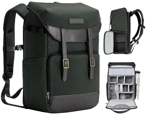 K&F CONCEPT Kamerarucksack Rolltop Fotorucksack Rucksack-Stofftaschen aus Stoff für Spiegelreflexkamera 15 Zoll Laptop