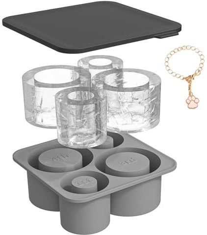 Tikapo Stora silikonglasformer för frys med lock för 20-40oz Stanley Cup IceFlow - isform - återanvändbara iskuber glasformer med lock för Stanley Cup tillbehör BPA-fritt, diskmaskinssäkert (Grå)