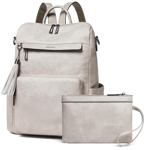 Shrrie Zaino per laptop in pelle vegana per le donne Zaino da lavoro da 15,6 pollici Borsa di viaggio di moda per il lavoro del college