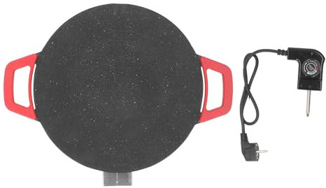 Sartén Eléctrica para Parrilla de Barbacoa Estilo Coreano Plancha Redonda Antiadherente 11,8 Placa Barbacoa Eléctrica Sartén Parrilla sin Humo Bandeja para (Enchufe europeo