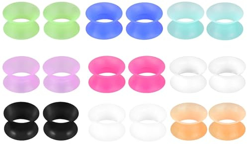 LOCCY 9 Paires Écarteur d Oreilles en Silicone, 3-25mm Tunnels de Chair Tunnels d'Oreille Silicone Tunnels Plugs Tunnels Oreille à Double évasement pour Oreille Expander