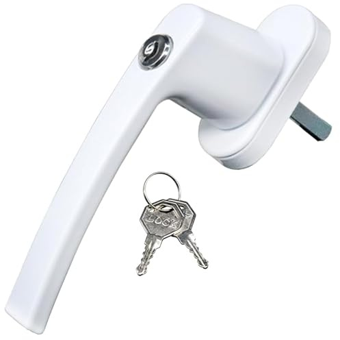 Manilla Ventana Biela de puerta y ventana de acero y plástico, manija de transmisión de soporte con llave de seguridad y bloqueo de ventana antirrobo Manilla Puerta Ventana(Aggravate type,Right handle