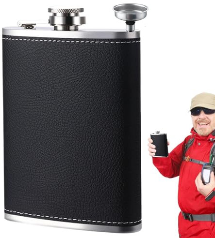 Flasque à boire, flacons à alcool | Flasque de hanche en acier inoxydable, flacon d'alcool de 8 oz avec entonnoir | Flacon de liqueur à paillettes Portable, Pot à boire anti-fuite pour le whisky