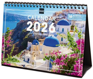 Finocam - Calendario da tavolo 2026 Layout mensile Gennaio - Dicembre 2026 + Sett. - Dic. 2025 (4 mesi) ridotto | Calendario 2026 | Immagini Charming - Internazionale