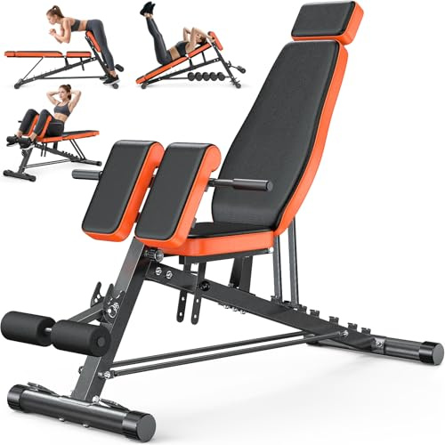 Fostoy Multi-Functional Weight Bench, 1000LB Workout Bench for Home Gym - Hyper Back Extension, Roman Chair & Adjustable Ab Sit up Bench, Incline/Decline Gym Bench For Full Body Training