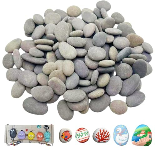 YUZHEDM 40 Pezzi Sassi da Dipingere, 1-3cm Rocce Dipinte Fai da te Creativo, Pietre Piatte da Dipingere, Sassi da Dipingere, Rocce Ciottoli, Sassi da Dipingere Ciottoli per la Pittura