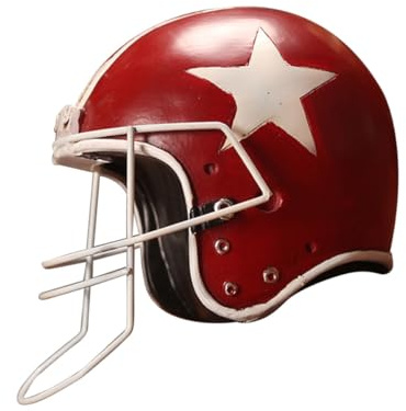 Supvox Vintage Footballhelm aus Kunstharz Rot Schreibtischdekoration Geschenk für Fußballfans Kreative Wohndekoration aus Umweltfreundlichem Harz