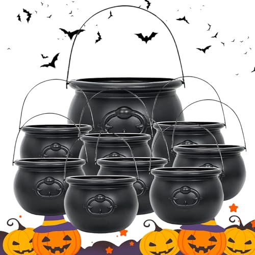 Hperu kittel med handtag 9 st dekorativa dekorativa slitstarka Halloween godisskål kittel för fest bar klubb hemsökt hus