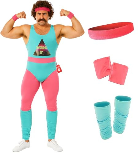 Fun Shack Deguisement Homme Annee 80, Déguisement Année 80 Homme, Déguisement Sport, Tenue Aerobic Adulte, Tenue Halloween Adulte, Costume Carnaval, Deguisement Evg M