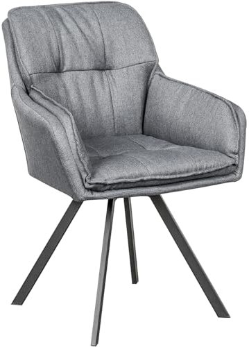 invicta INTERIOR Drehbarer Design Stuhl MR. Lounger grau mit Armlehne Sessel Esszimmerstuhl Drehbar