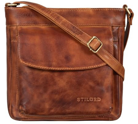 STILORD 'Melina' Vintage Damen Ledertasche Kleine Umhängetasche für Frauen Elegante Schultertasche Handtasche zum Ausgehen Freizeit Abendtasche Leder, Farbe:larino - braun