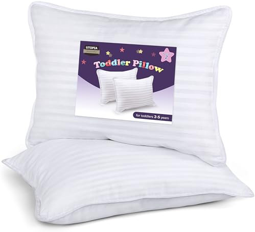 Utopia Bedding Almohada para Niños (Juego de 2), 40 x 60 cm con Exterior de Polialgodón, Almohadas Transpirables y Suaves, Destinado a Mayores de 2 Años (Blanco)