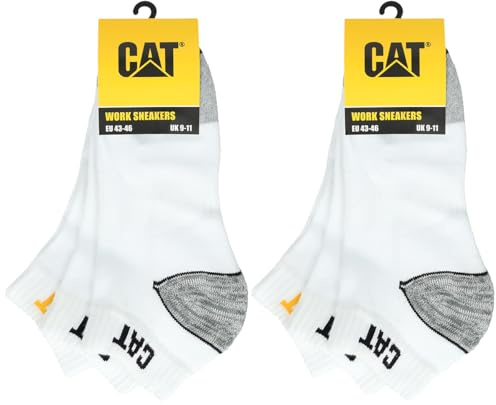 Caterpillar CAT 6 pares de zapatillas de trabajo WORK SNEAKERS de trabajo, calcetines en tallas 39-50, 6 Pares Blanco, 39-42