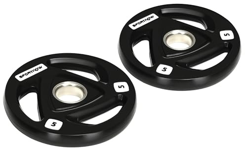SPORTNOW Discos Pesas Olímpicos 5 kg Agujero Ø50 mm Triple Agarre Negro