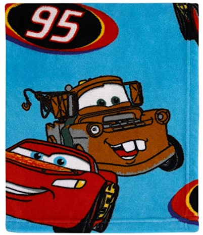 Disney Cars Radiator Springs Blue and Red Lightning McQueen and Tow-Mater Super Soft Toddler Blanket