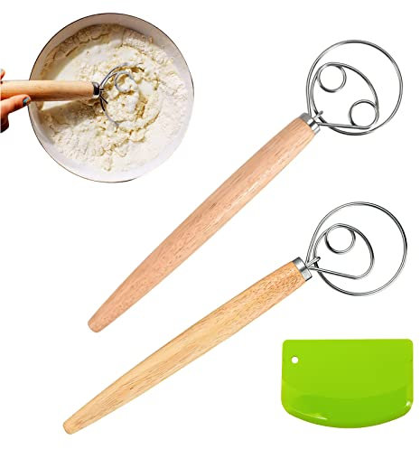 Stainless Steel Danish Dough Whisks, Bread Dough Whisk Holz Dough Brush Hand Mixer Professional Danish Dough Whisk, Für Gebäck, Kuchenherstellung