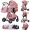YAZOCO Poussette 3 en1, Compacte Poussette CombinéEs Anstout Terrain Luxe Haut Paysage Quadruple 0-36kg Pliable Canne Bébé Poussettes Confort Convient aux Nouveau Nés