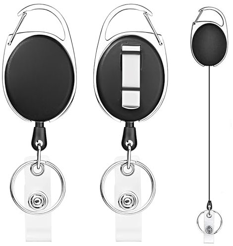 KINDOYO 2 Stück Schlüsselanhänger Ausziehbar - Einziehbarer Ausweishalter Schlüsselband Ausziehbar, Ausweis Jojo mit Schlüsselring, ID Card Badge Clips für Schlüssel, Kartenhalter und Gürtelclip
