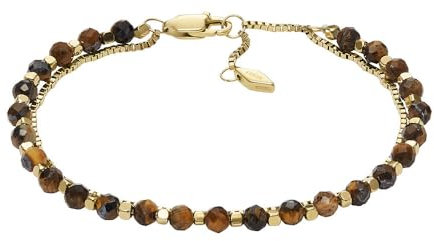 Fossil Damenarmband aus Edelstahl oder Messing mit Karabiner- oder Schieberverschluss, Sattes Braun