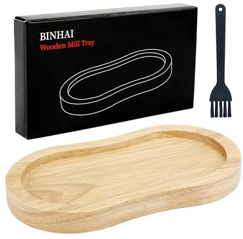 BINHAI Salt and Pepper Wooden Mill Rest, Wood Colours Pepper Grinder Tray, Work Surface and Dining Table Protector (Pepper Mill not Included)