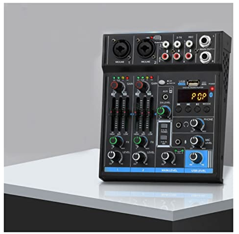 Audio Mixer, 4 Channel Studio USB Interface Mini Mixer Professional Digital Portable Mixing Sound Card Compatible Function