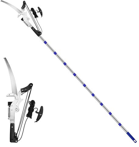 Tijeras de podar telescópicas extensibles con sierra de podar, 80 – 400 cm, sierra de podar con mango telescópico, de acero inoxidable, sierra de alta alcance, sierra de jardín, sierra de árbol,