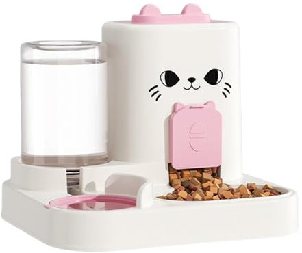 Automatischer Katzenfutterautomat, automatischer Katzenfutterspender - Trockenfutterspender | Trockenfutterspender mit großer Kapazität, robuster Katzenfutterspender und Wasserspender für Haustiere un
