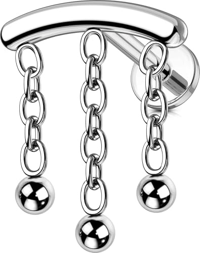 OUFER Kroppspiercing titan läppstift 16 g labret piercing smycken trådlösa helix örhängen 6/8 mm tragus bar helix piercingar tryck in platt baksida örhänge snäcka broskörhängen, 18G 6mm, Metall