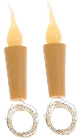 GLEAVI 2Pcs LED String Lights for Bottle with Candle Flame Effect Copper Wire Fairy Lights for Indoor Decor Energy Saving for Christmas Wedding Party and Home Decoration