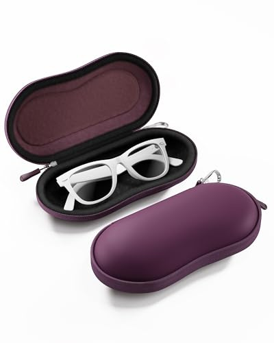 ProCase Étui Lunettes Rigide Antichoc EVA, Boîte à Lunettes de Soleil Légère avec Fermeture Zippée, Mousqueton et Accessoires, Modèle Unisexe
