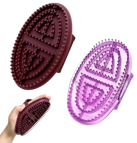 2 Pièces Brosse Méridienne, Brosse de Massage Ventre Manuelles Meridian Masseur Corporel Portable en Silicone pour Masser les Méridiens, Amincir et Modeler le Corps (marron & violet)