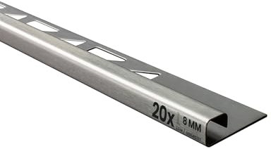 20x Quadrat-Profil Edelstahlschiene Fliesenprofil Fliesenschiene Edelstahl V2A L250cm 8mm gebürstet